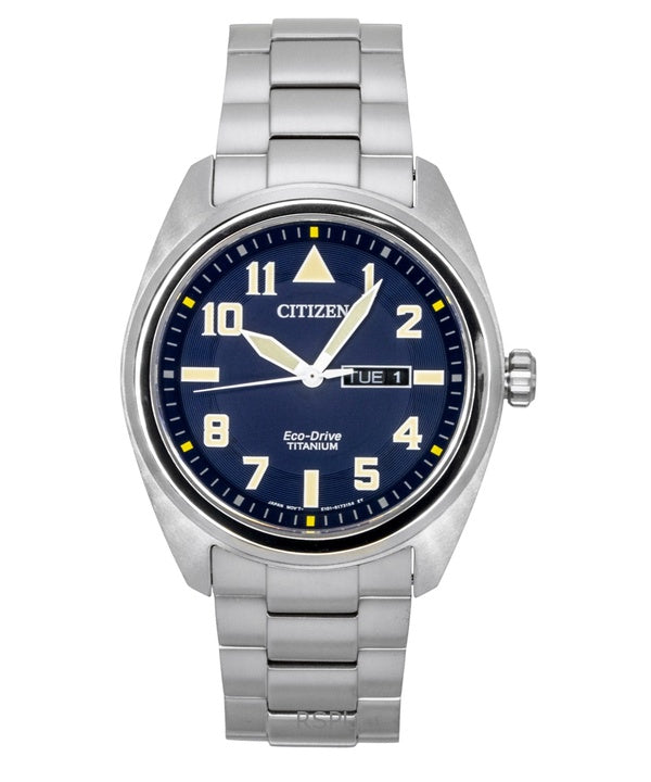 Citizen Garrison Super Titanium Herrenuhr mit blauem Zifferblatt, Eco-Drive, BM8560-88L, 100 m Wasserdichtigkeit