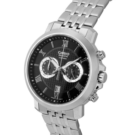Casio Beside Chronograph Analog Edelstahl Schwarzes Zifferblatt Quarz BMS-500D-1A Herrenuhr