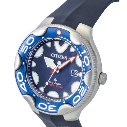 Citizen Promaster Dive Marine Herrenuhr mit Polyurethanarmband, blauem Zifferblatt, Eco-Drive, BN0231-01L, wasserdicht bis 200 m