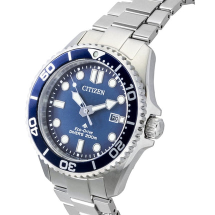 Citizen Promaster Taucheruhr aus Edelstahl mit blauem Zifferblatt und Eco-Drive-Antrieb BN0260-54L, wasserdicht bis 200 m, Herrenuhr