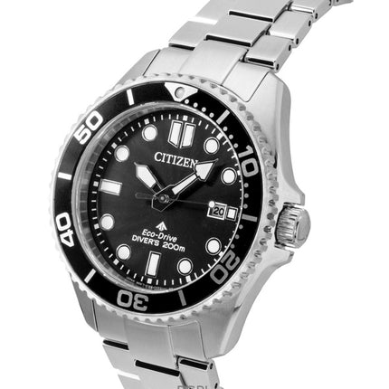 Citizen Promaster Taucheruhr aus Edelstahl mit schwarzem Zifferblatt, Eco-Drive BN0261-51E, wasserdicht bis 200 m, Herrenuhr