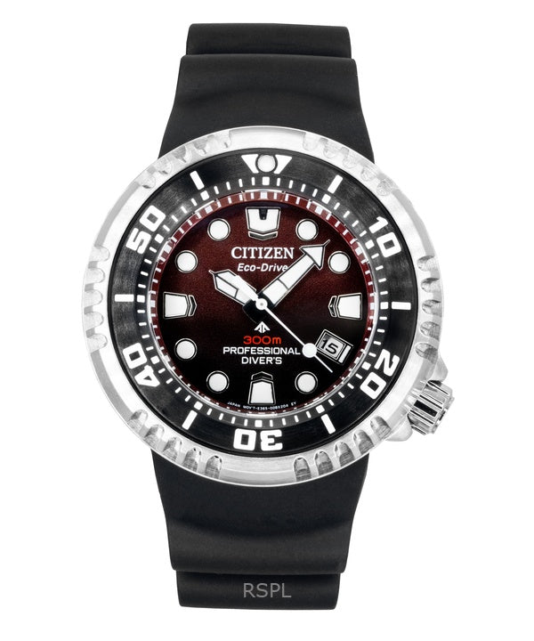 Citizen Promaster Polyurethan-Armband Rotes Zifferblatt Eco-Drive Taucheruhr BN1024-01Z 300M Herrenuhr