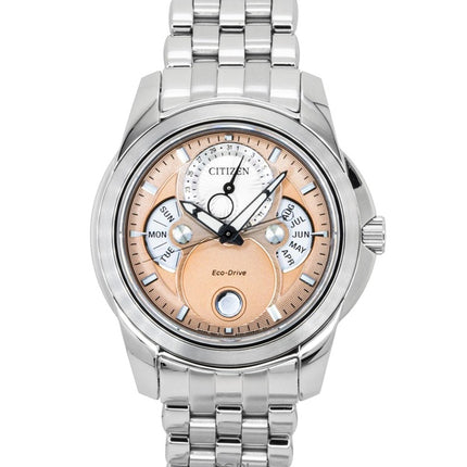 Citizen Herrenuhr mit Mondphasenanzeige, Edelstahlgehäuse, lachsfarbenem Zifferblatt, Eco-Drive, BU0080-52X, wasserdicht bis 100 m