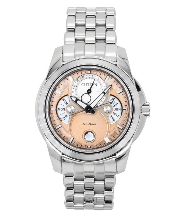 Citizen Herrenuhr mit Mondphasenanzeige, Edelstahlgehäuse, lachsfarbenem Zifferblatt, Eco-Drive, BU0080-52X, wasserdicht bis 100 m
