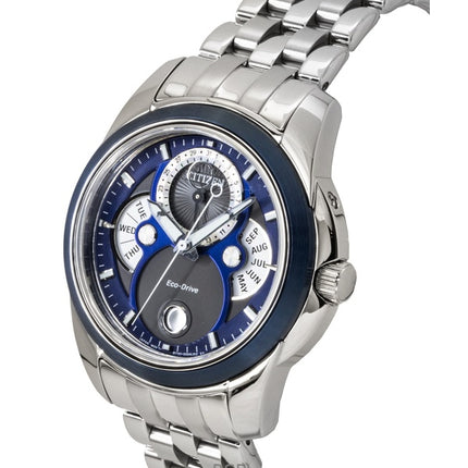 Citizen Herrenuhr mit Mondphasenanzeige, Edelstahl, blauem Zifferblatt, Eco-Drive, BU0088-51H, wasserdicht bis 100 m