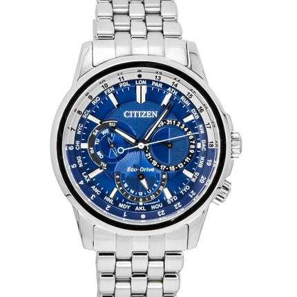 Citizen Kalender Weltzeit Edelstahl Blaues Zifferblatt Eco-Drive BU2021-51L 100M Herrenuhr