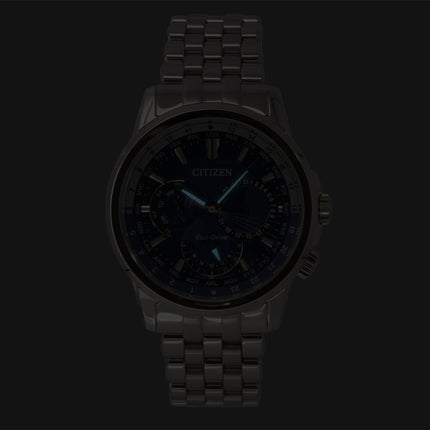Citizen Kalender Weltzeit Edelstahl Blaues Zifferblatt Eco-Drive BU2021-51L 100M Herrenuhr