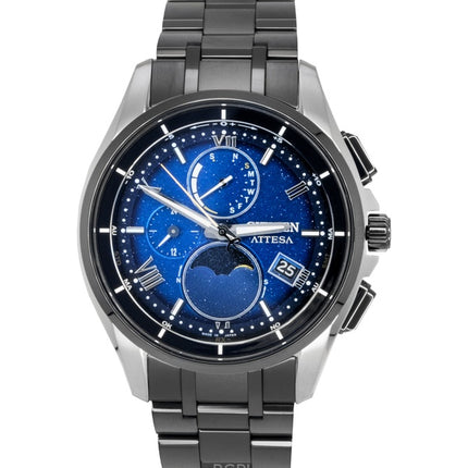 Citizen Attesa Funkgesteuerte Super Titanium Mondphase Blaues Zifferblatt Eco-Drive BY1007-60L 100M Herrenuhr