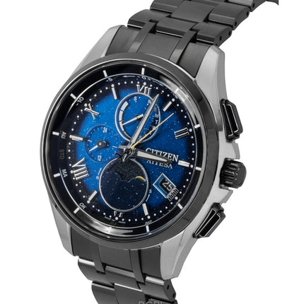 Citizen Attesa Funkgesteuerte Super Titanium Mondphase Blaues Zifferblatt Eco-Drive BY1007-60L 100M Herrenuhr