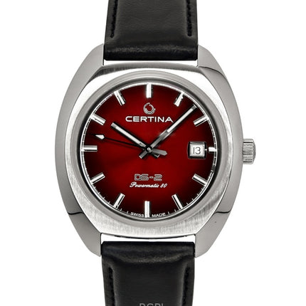 Certina DS-2 Lederarmband Rotes Zifferblatt Automatische Taucheruhr C024.407.17.421.00 200M Herrenuhr