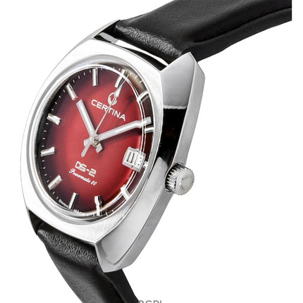 Certina DS-2 Lederarmband Rotes Zifferblatt Automatische Taucheruhr C024.407.17.421.00 200M Herrenuhr
