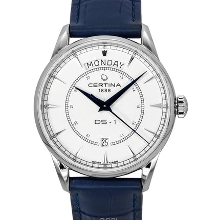 Certina DS-1 Day-Date Lederarmband weißes Zifferblatt Automatik C029.430.16.011.00 100M Herrenuhr