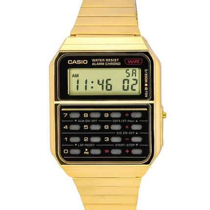 Casio Vintage Digitalrechner goldfarbener Edelstahl Quarz CA-500WEG-1A Herrenuhr