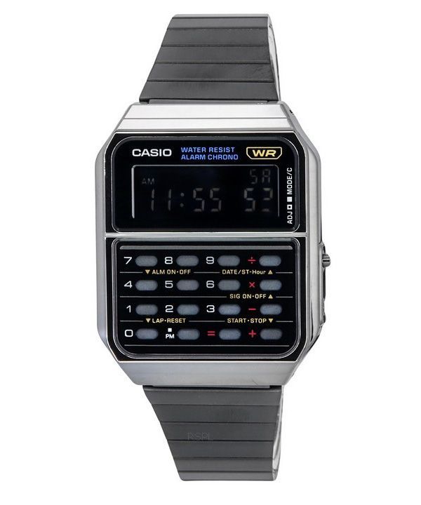 Casio Vintage Digitalrechner Edelstahl Quarz CA-500WEGG-1B Herrenuhr