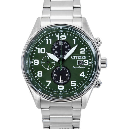 Citizen Eco-Drive Chronograph Edelstahl Grünes Zifferblatt CA0770-72X 100M Herrenuhr