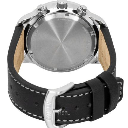 Citizen Eco-Drive Aviator Chronograph Herrenuhr mit Lederarmband und weißem Zifferblatt, Modell CA0880-07A, wasserdicht bis 100 m