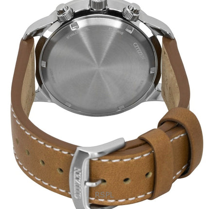 Citizen Eco-Drive Aviator Chronograph Herrenuhr mit Lederarmband, beigem Zifferblatt, Modell CA0880-15X, wasserdicht bis 100 m