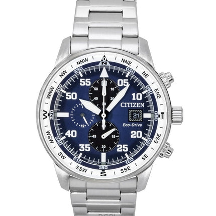 Citizen Eco-Drive Aviator Chronograph Edelstahl Blaues Zifferblatt CA0880-58L 100M Herrenuhr