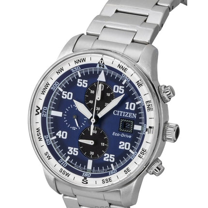 Citizen Eco-Drive Aviator Chronograph Edelstahl Blaues Zifferblatt CA0880-58L 100M Herrenuhr