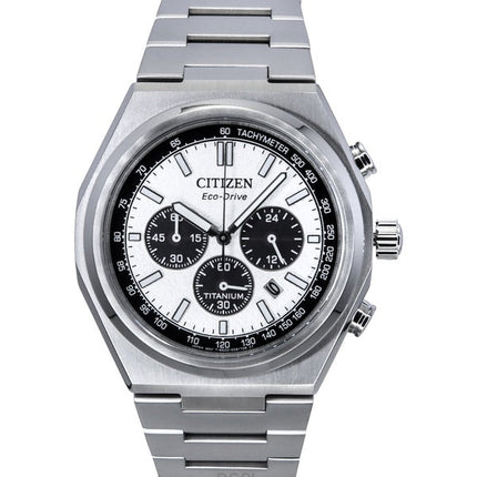 Citizen Zenshin Chronograph Super Titanium Silbernes Zifferblatt Eco-Drive CA4610-85A 100M Herrenuhr