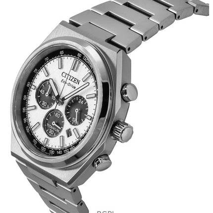 Citizen Zenshin Chronograph Super Titanium Silbernes Zifferblatt Eco-Drive CA4610-85A 100M Herrenuhr