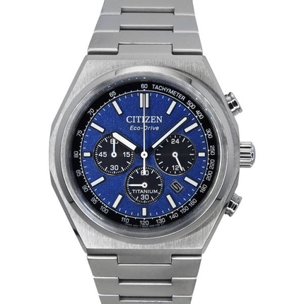 Citizen Zenshin Chronograph Super Titanium Blaues Zifferblatt Eco-Drive CA4610-85L 100M Herrenuhr