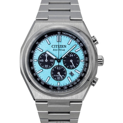 Citizen Zenshin Chronograph Super Titanium Eisblaues Zifferblatt Eco-Drive CA4610-85M 100M Herrenuhr