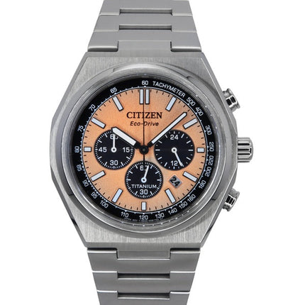 Citizen Zenshin Chronograph Super Titanium Lachs-Zifferblatt Eco-Drive CA4610-85Z 100M Herrenuhr