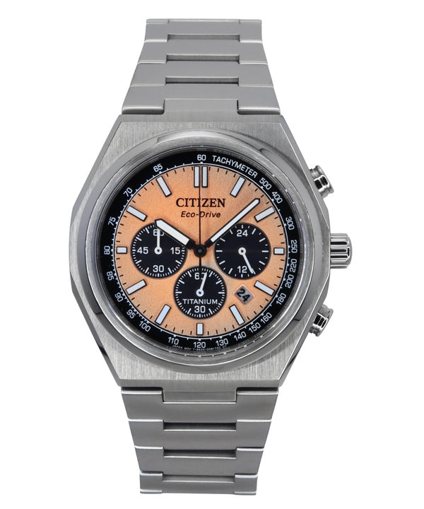 Citizen Zenshin Chronograph Super Titanium Lachs-Zifferblatt Eco-Drive CA4610-85Z 100M Herrenuhr