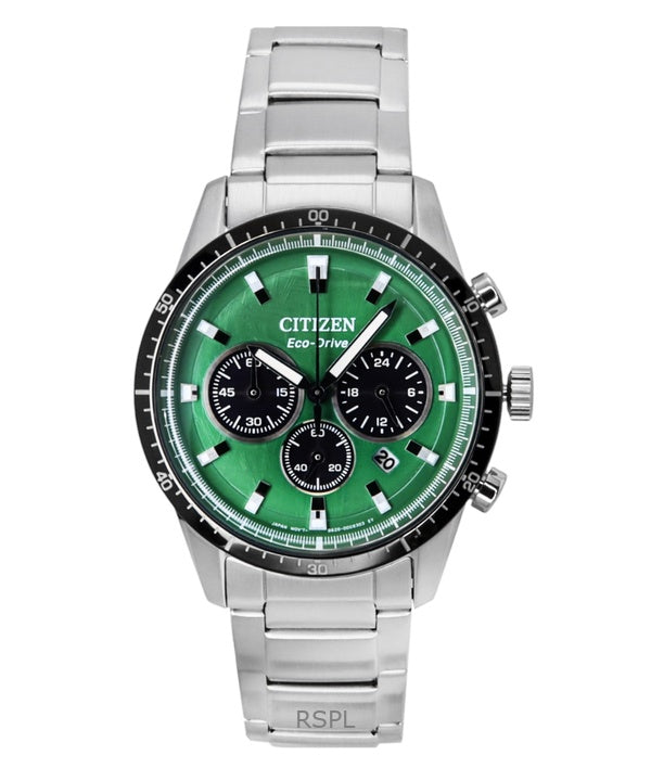 Citizen Eco-Drive Chronograph Edelstahl Grünes Zifferblatt CA4624-56X 100M Herrenuhr