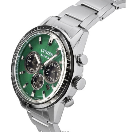 Citizen Eco-Drive Chronograph Edelstahl Grünes Zifferblatt CA4624-56X 100M Herrenuhr