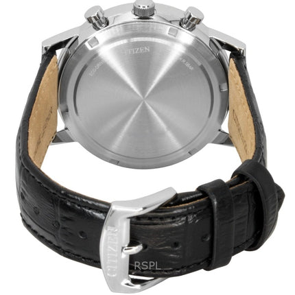 Citizen Eco-Drive Chronograph Herrenuhr mit Lederarmband und weißem Zifferblatt, Modell CA4630-02A