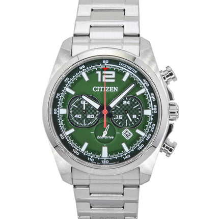 Citizen Eco-Drive Chronograph Edelstahl Grünes Zifferblatt CA4640-50X 100M Herrenuhr