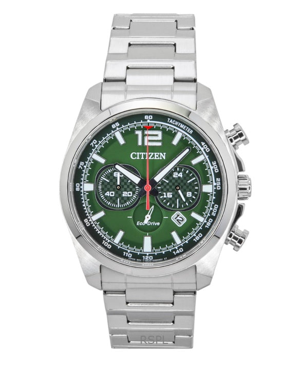 Citizen Eco-Drive Chronograph Edelstahl Grünes Zifferblatt CA4640-50X 100M Herrenuhr