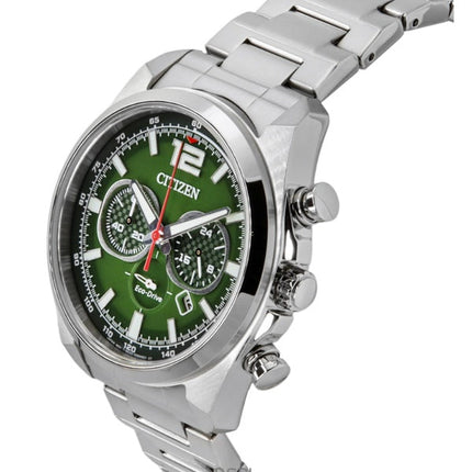 Citizen Eco-Drive Chronograph Edelstahl Grünes Zifferblatt CA4640-50X 100M Herrenuhr