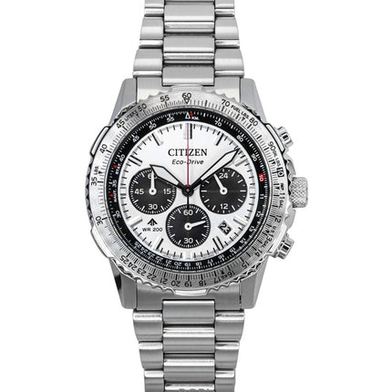 Citizen Promaster Navihawk Chronograph Edelstahl weißes Zifferblatt Eco-Drive Taucheruhr CA4660-61A 200M Herrenuhr