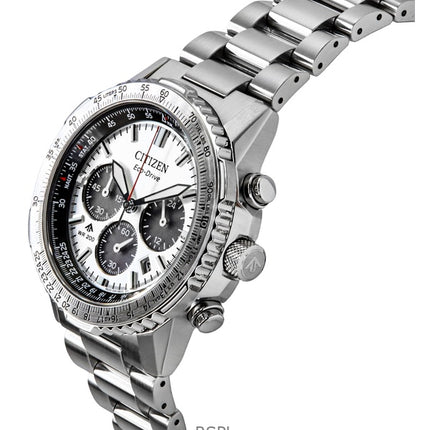 Citizen Promaster Navihawk Chronograph Edelstahl weißes Zifferblatt Eco-Drive Taucheruhr CA4660-61A 200M Herrenuhr