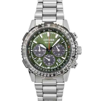 Citizen Promaster Sky Chronograph Edelstahl Grünes Zifferblatt Eco-Drive Taucheruhr CA4664-60W 200M Herrenuhr