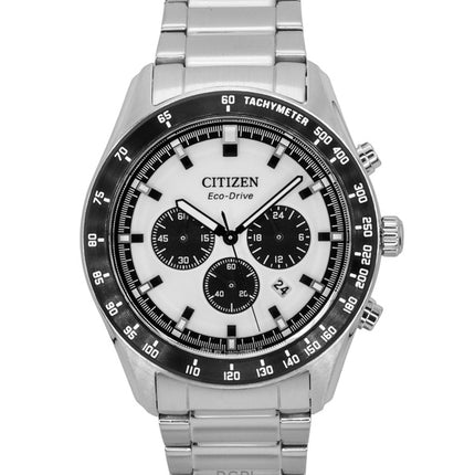 Citizen Eco-Drive Chronograph Edelstahl weißes Zifferblatt CA4674-58A 100M Herrenuhr