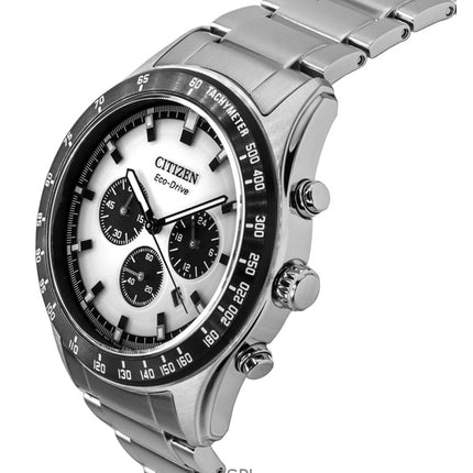 Citizen Eco-Drive Chronograph Edelstahl weißes Zifferblatt CA4674-58A 100M Herrenuhr