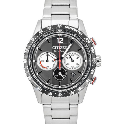 Citizen Eco-Drive Chronograph Analog Edelstahl Schwarzes Zifferblatt Solar CA4714-55E 100M Herrenuhr