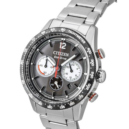 Citizen Eco-Drive Chronograph Analog Edelstahl Schwarzes Zifferblatt Solar CA4714-55E 100M Herrenuhr