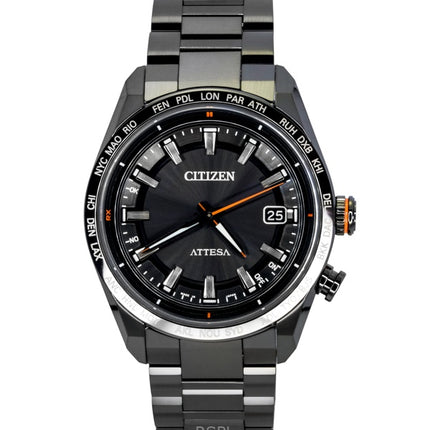 Citizen Attesa Funkuhr aus Titan mit schwarzem Zifferblatt und Eco-Drive CB0286-61E, 100 m, Herrenuhr