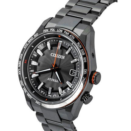 Citizen Attesa Funkuhr aus Titan mit schwarzem Zifferblatt und Eco-Drive CB0286-61E, 100 m, Herrenuhr