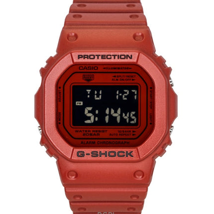 Casio G-Shock Digitaluhr, rotes Armband aus biobasiertem Harz, Quarzwerk, DW-5600RRB-4, wasserdicht bis 200 m, Herrenuhr