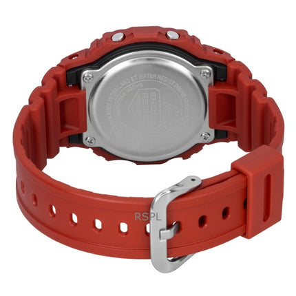 Casio G-Shock Digitaluhr, rotes Armband aus biobasiertem Harz, Quarzwerk, DW-5600RRB-4, wasserdicht bis 200 m, Herrenuhr
