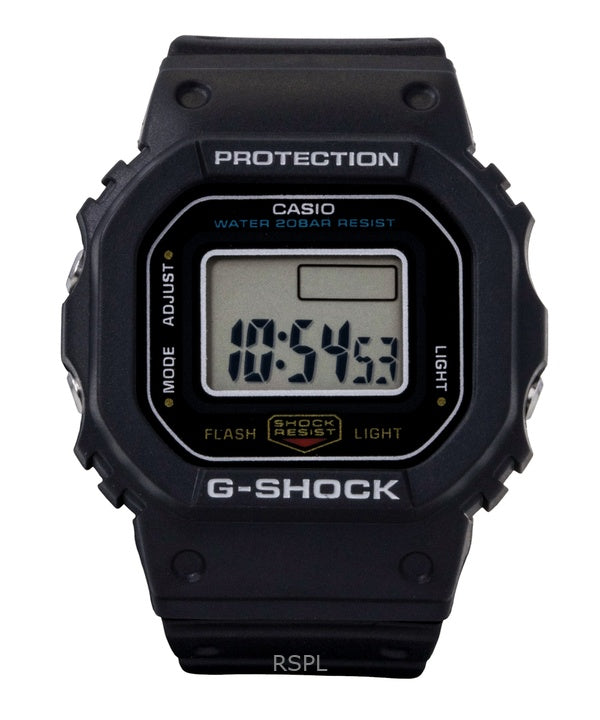 Casio G-Shock Nano Digitaluhr mit schwarzem Armband aus biobasiertem Harz, Quarzwerk, DWN-5600-1, wasserdicht bis 200 m, Unisex-Uhr
