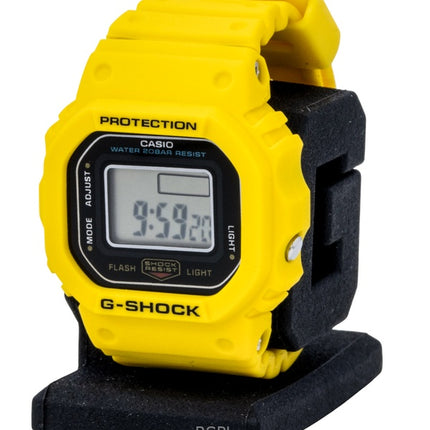 Casio G-Shock Nano Digitaluhr mit gelbem Armband aus biobasiertem Harz, Quarzwerk, DWN-5600-9, wasserdicht bis 200 m, Unisex-Uhr