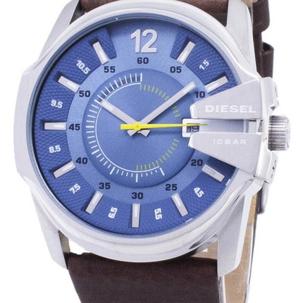 Diesel Mega Chief Quarz blau Zifferblatt braun Leder DZ1399 Herrenuhr