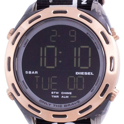 Diesel Crusher Digital Schwarz Nylon Quarz DZ1940 Herrenuhr